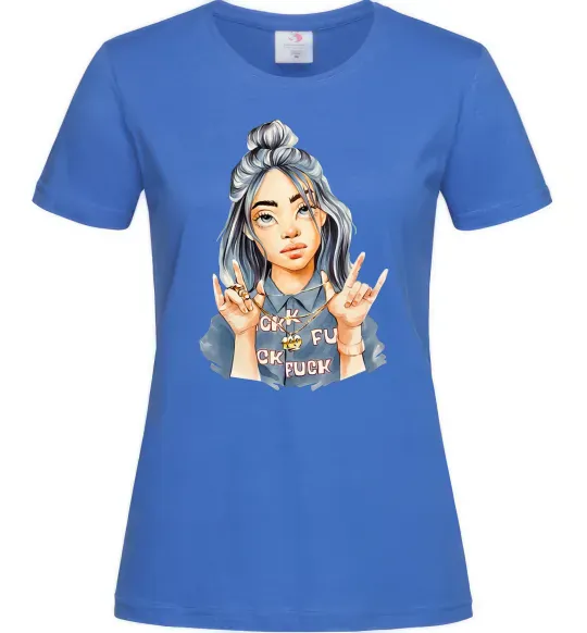 Женская футболка Біллі Айліш фарби Ярко-синий фото