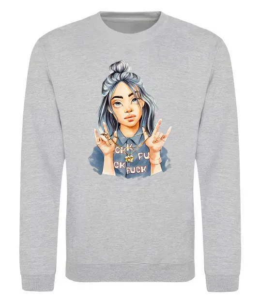 Свитшот Біллі Айліш фарби Серый меланж фото