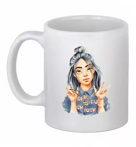 Чашка керамическая Біллі Айліш фарби Белый фото