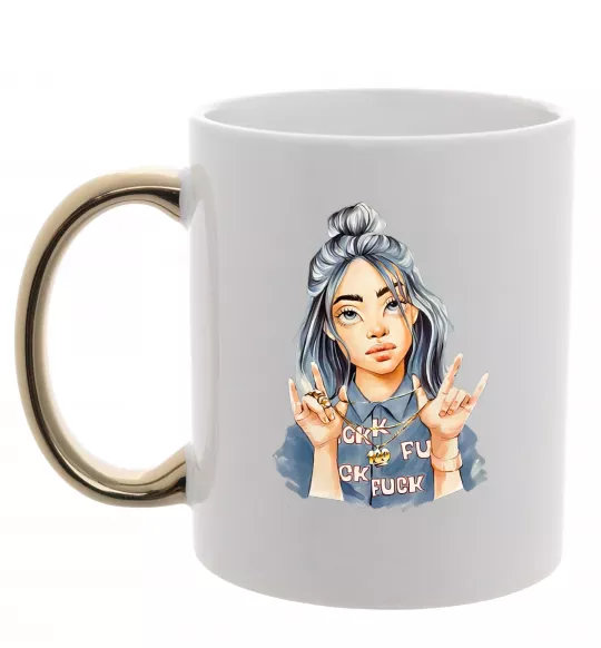 Чашка з кольоровою ручкою Біллі Айліш фарби Золото фото