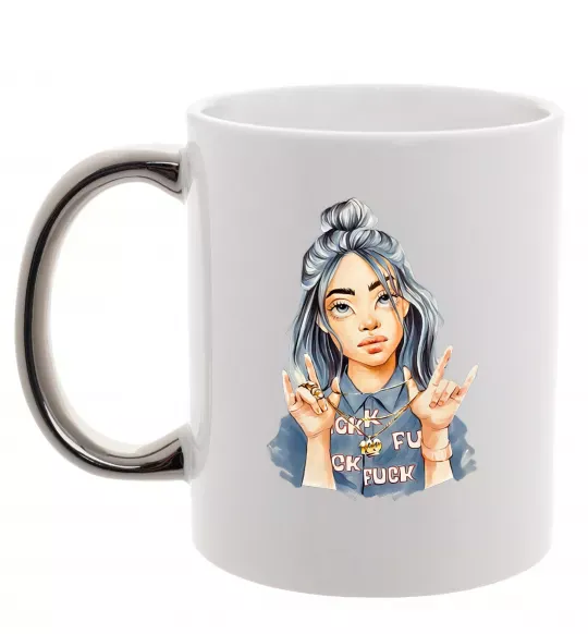 Чашка з кольоровою ручкою Біллі Айліш фарби Срібло фото