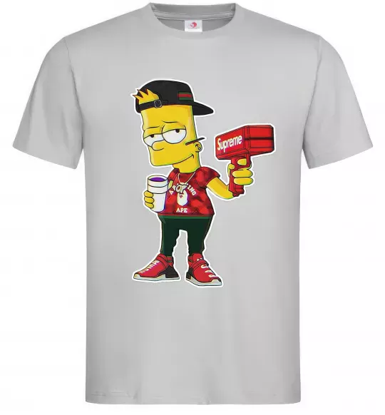 Чоловіча футболка Supreme Bart Сірий фото