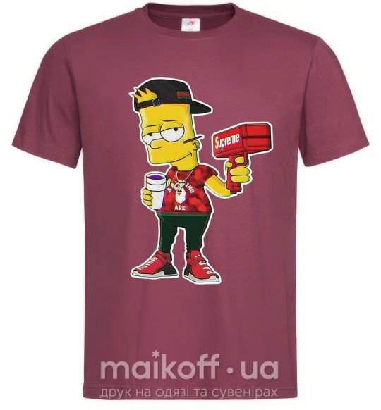 Мужская футболка Supreme Bart Бордовый фото