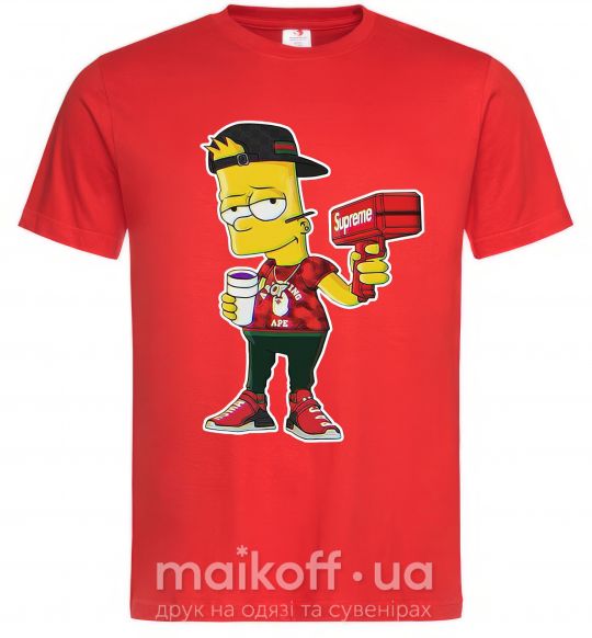 Мужская футболка Supreme Bart Красный фото