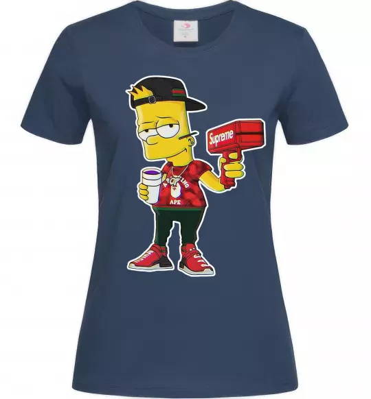 Женская футболка Supreme Bart Темно-синий фото