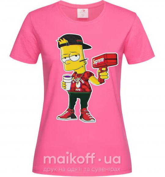 Жіноча футболка Supreme Bart Яскраво-рожевий фото