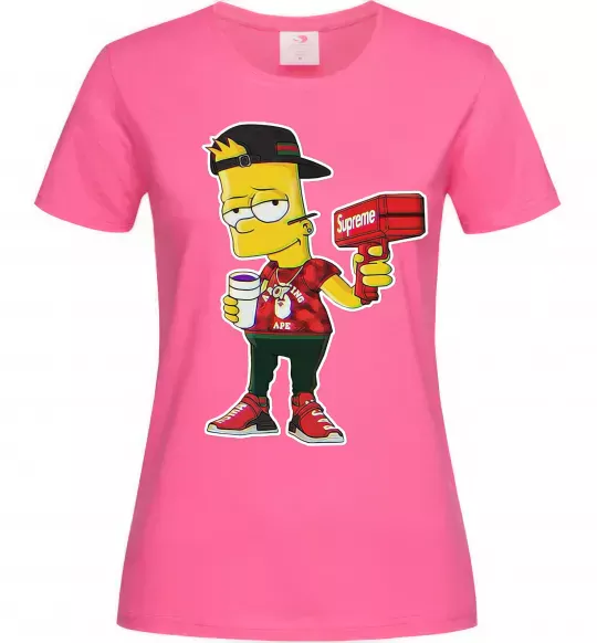 Женская футболка Supreme Bart Ярко-розовый фото