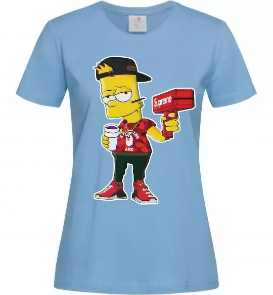 Женская футболка Supreme Bart Голубой фото