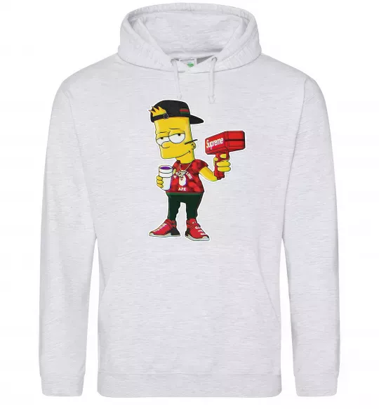 Женская толстовка (худи) Supreme Bart Серый меланж фото