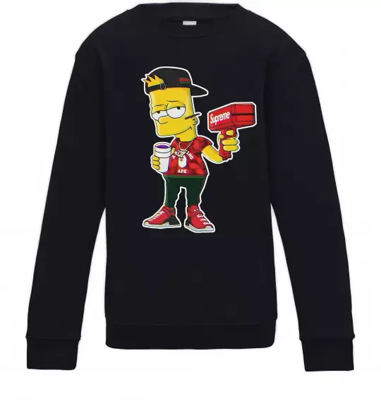 Детский Свитшот Supreme Bart Черный фото