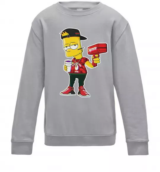 Детский Свитшот Supreme Bart Серый меланж фото