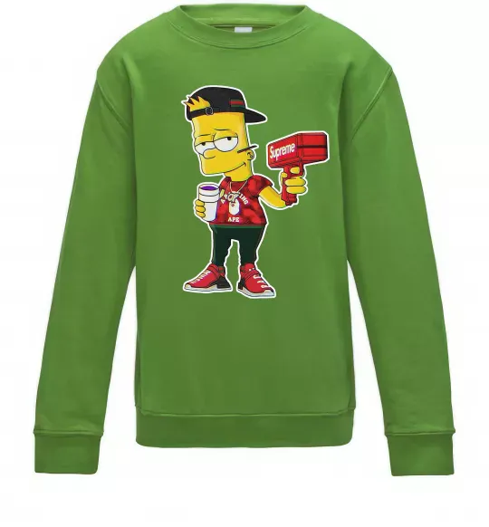 Детский Свитшот Supreme Bart Лаймовый фото