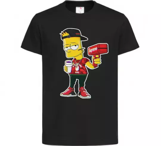 Дитяча футболка Supreme Bart Чорний фото