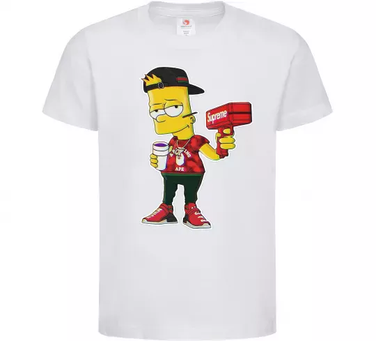 Дитяча футболка Supreme Bart Білий фото