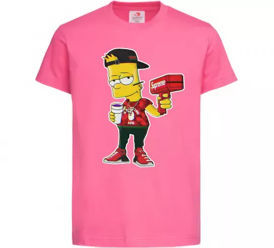 Дитяча футболка Supreme Bart Яскраво-рожевий фото