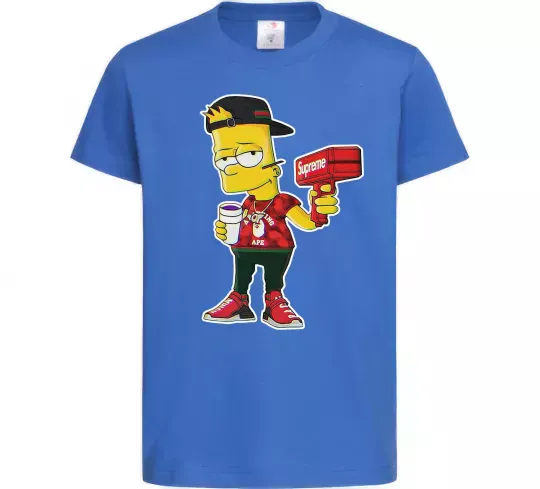 Дитяча футболка Supreme Bart Яскраво-синій фото