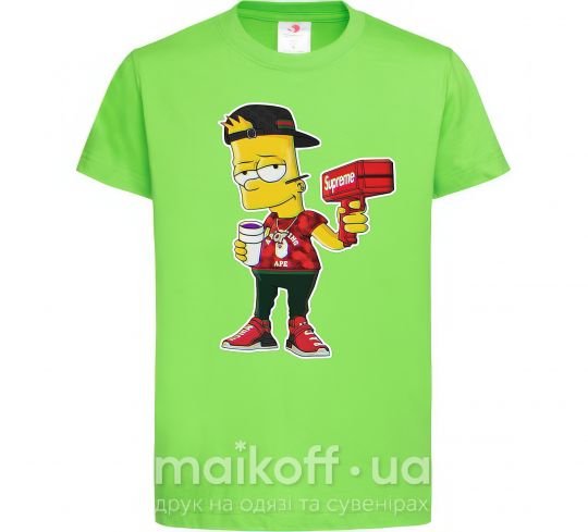 Детская футболка Supreme Bart Лаймовый фото
