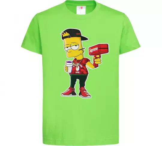 Дитяча футболка Supreme Bart Лаймовий фото