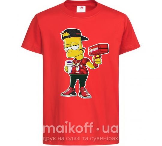 Детская футболка Supreme Bart Красный фото