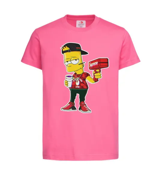 Детская футболка Supreme Bart Ярко-розовый фото