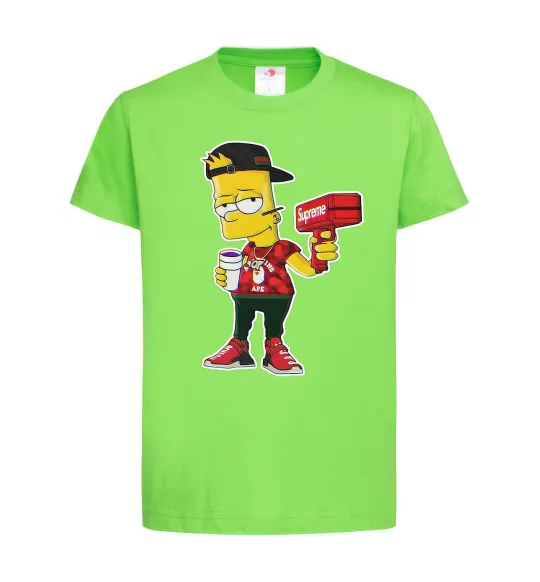 Детская футболка Supreme Bart Лаймовый фото