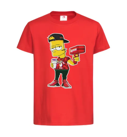 Детская футболка Supreme Bart Красный фото