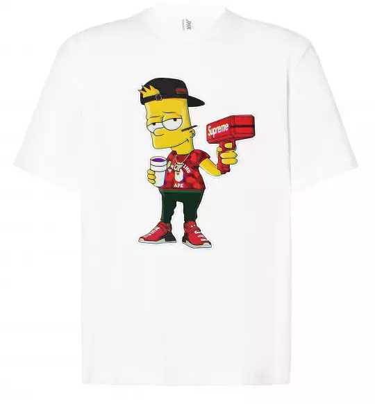 Футболка Оверсайз Supreme Bart Белый фото