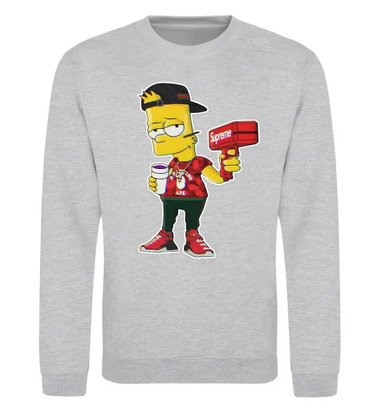 Світшот Supreme Bart Сірий меланж фото