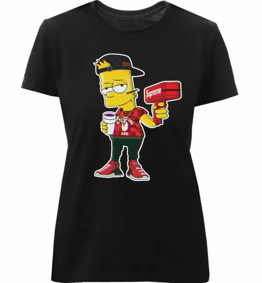 Женская премиум футболка Supreme Bart Черный фото