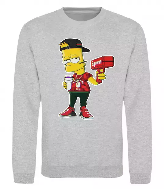 Свитшот Supreme Bart Серый меланж фото