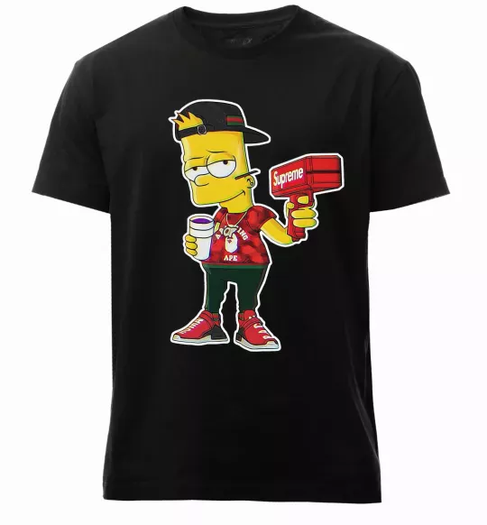 Чоловіча преміум футболка Supreme Bart Чорний фото