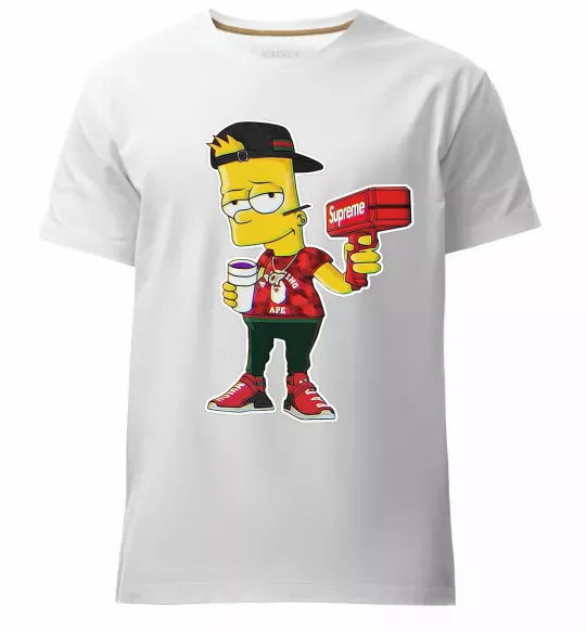 Чоловіча преміум футболка Supreme Bart Білий фото