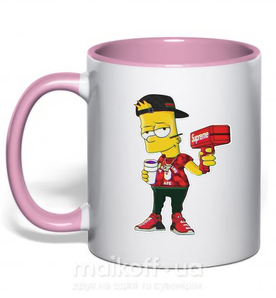 Чашка з кольоровою ручкою Supreme Bart Ніжно рожевий фото
