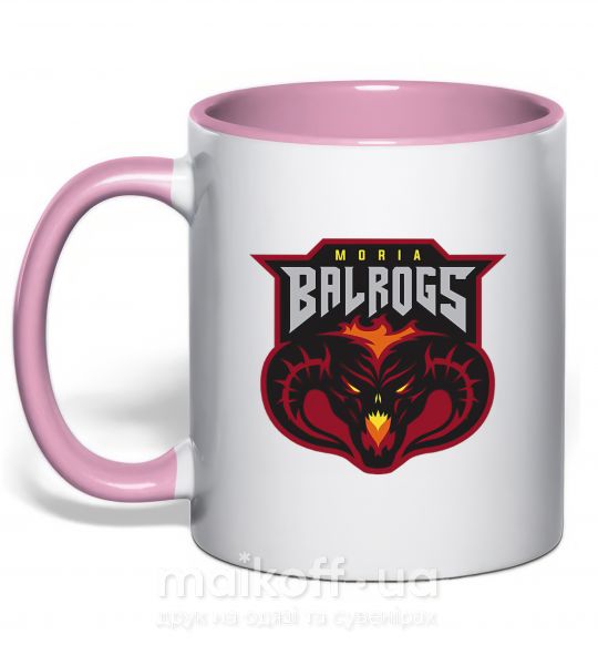Чашка з кольоровою ручкою Moria Balrogs Ніжно рожевий фото
