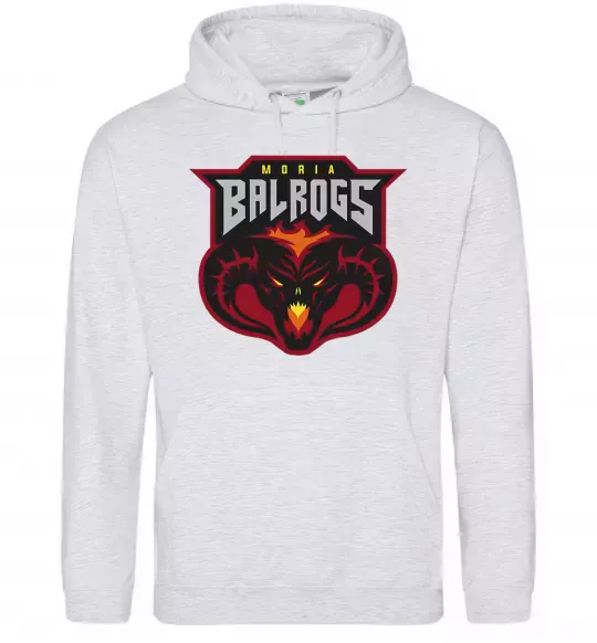 Чоловіча толстовка (худі) Moria Balrogs Сірий меланж фото
