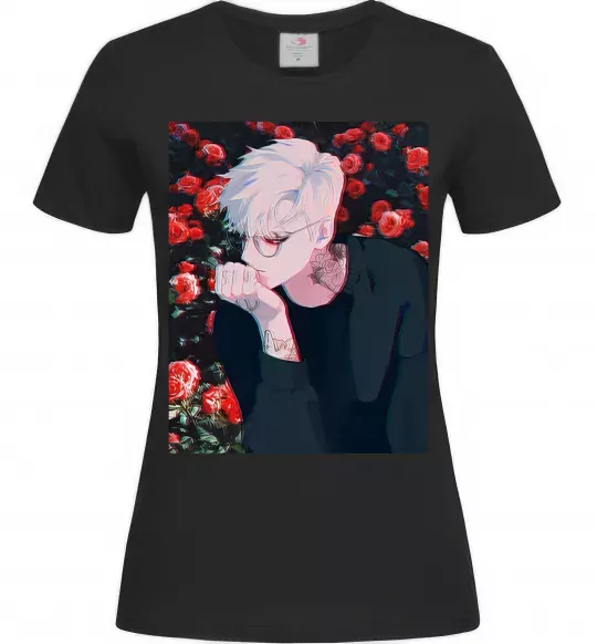 Женская футболка Anime boy Черный фото