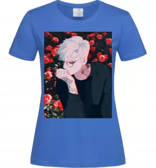 Женская футболка Anime boy Ярко-синий фото