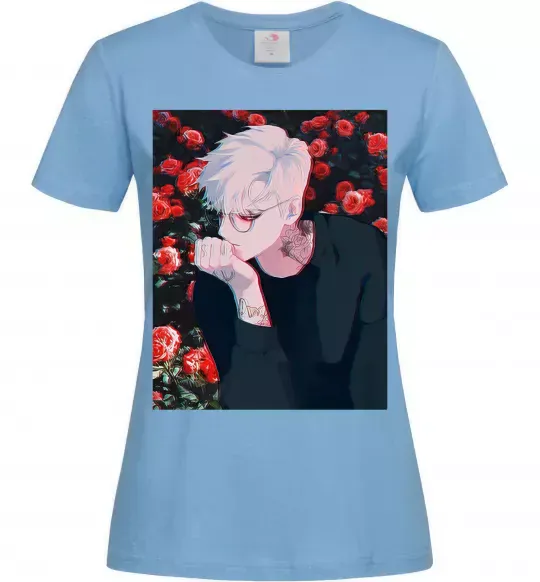 Женская футболка Anime boy Голубой фото