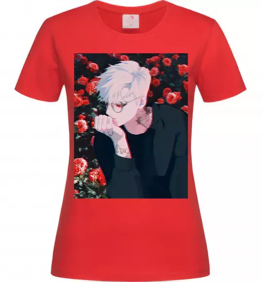 Женская футболка Anime boy Красный фото