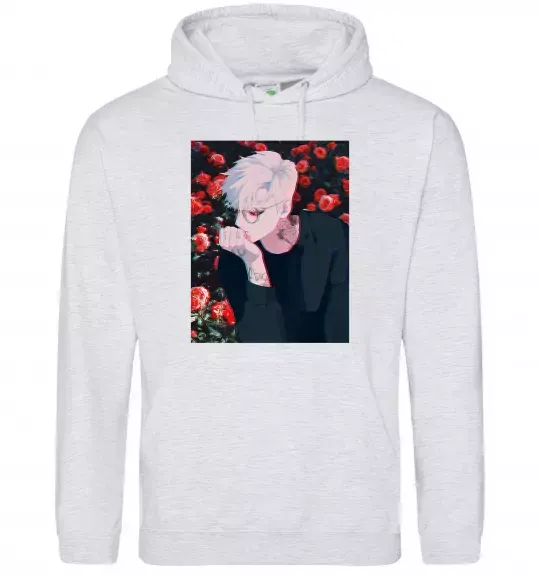 Мужская толстовка (худи) Anime boy Серый меланж фото