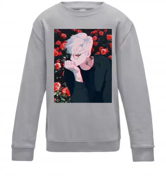 Детский Свитшот Anime boy Серый меланж фото