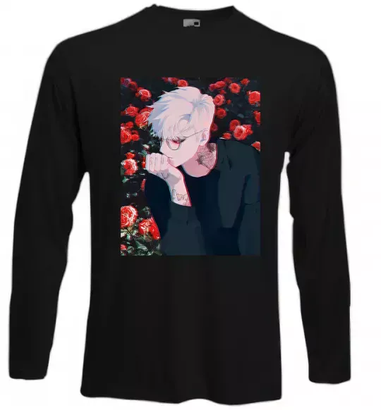 Лонгслив Anime boy Черный фото