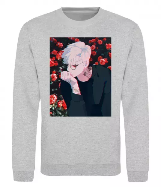 Світшот Anime boy Сірий меланж фото