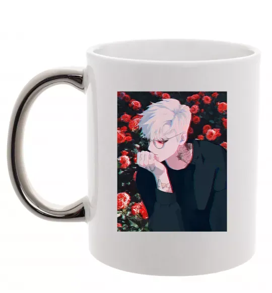 Чашка с цветной ручкой Anime boy Серебро фото