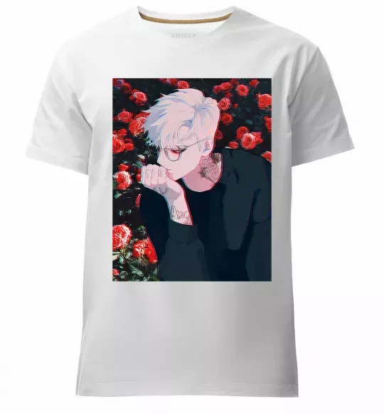 Мужская премиум футболка Anime boy Белый фото