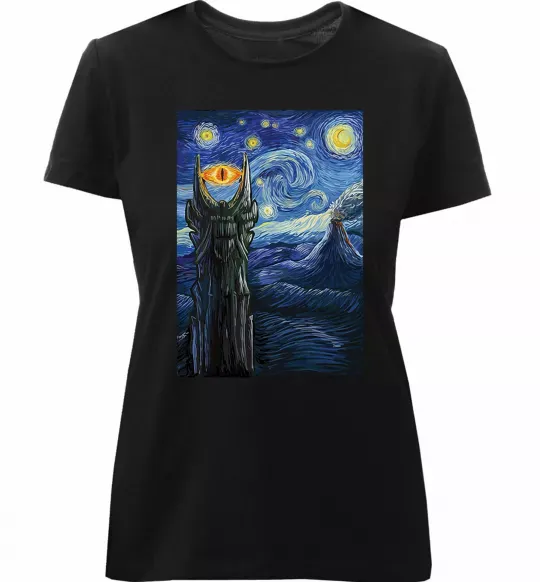 Женская премиум футболка Око Саурона Черный фото