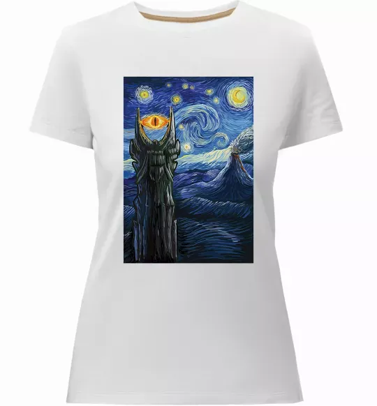 Женская премиум футболка Око Саурона Белый фото