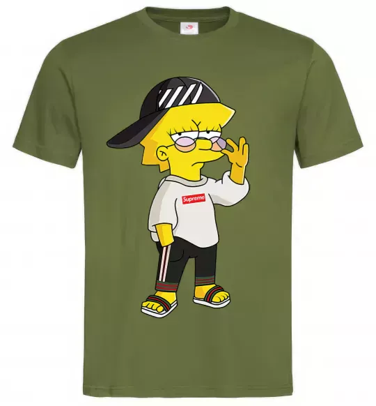 Мужская футболка Supreme Lisa Оливковый фото
