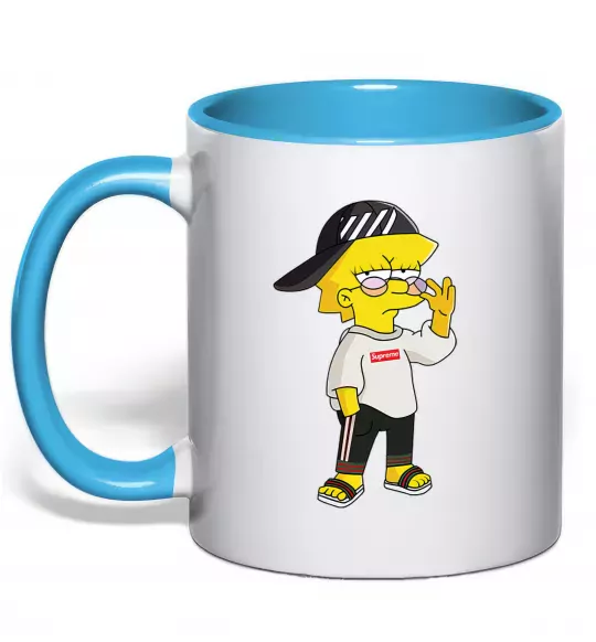 Чашка с цветной ручкой Supreme Lisa Голубой фото