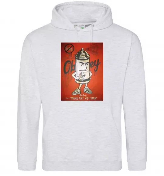 Мужская толстовка (худи) OBEY art Серый меланж фото